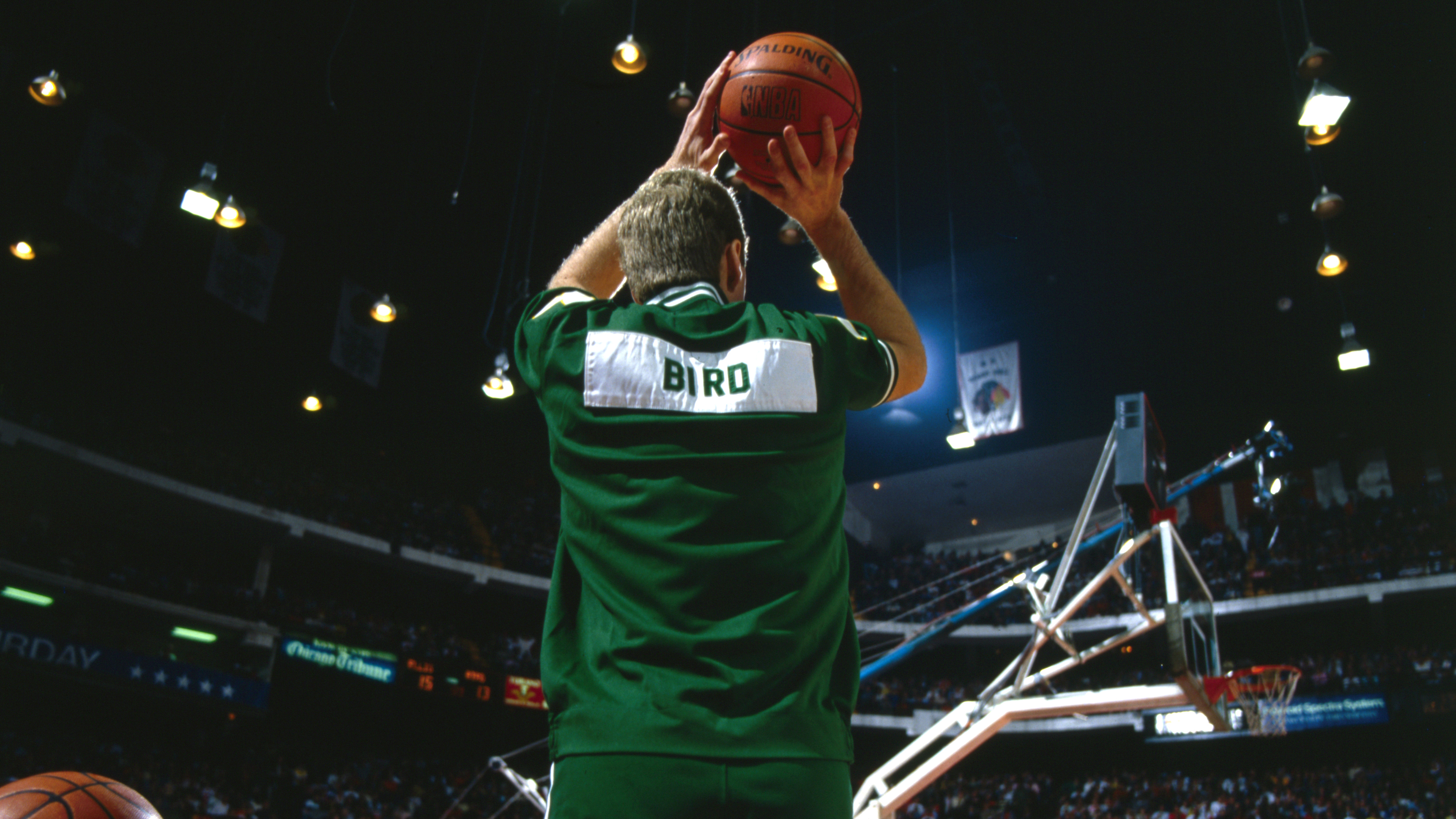 Shoot this footage of Larry Bird's 1988 3-Point Contest right into