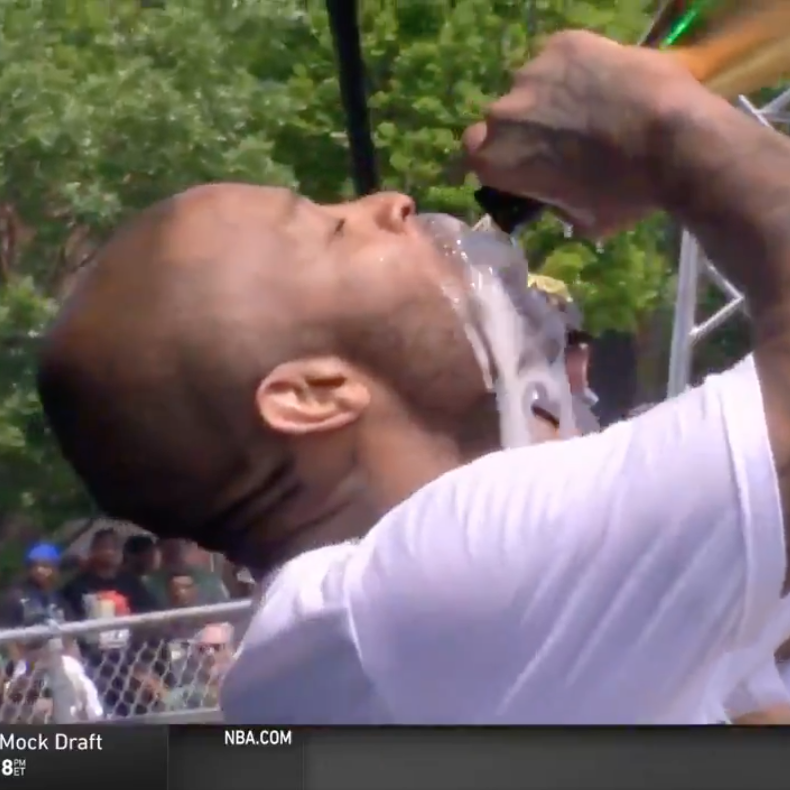 No one has ever downed more champagne than P.J. Tucker at the Milwaukee  Bucks' championship parade, This is the Loop