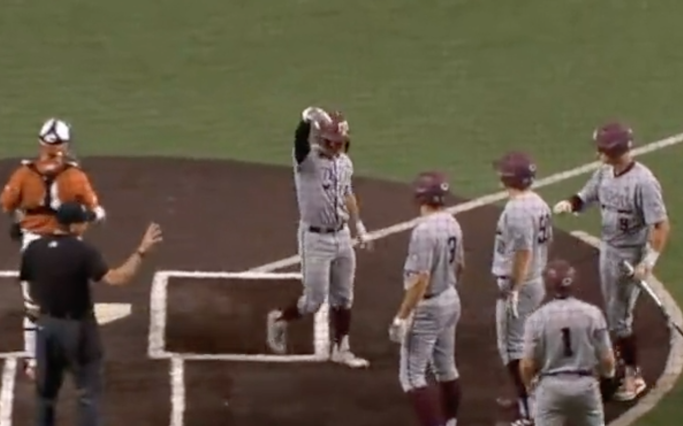 Texas A&M player hits Texas with vicious horns down after grand slam,  continues the best trend in college baseball, This is the Loop