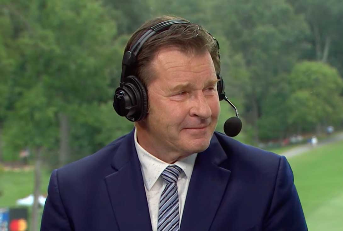 Watch an emotional Nick Faldo struggle through tears as he signs off after 16 years as CBS lead golf analyst Golf News and Tour Information GolfDigest